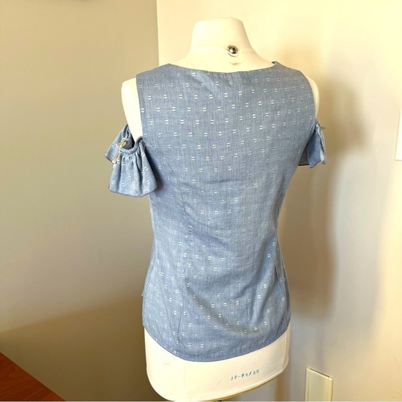 Paul Brial Denim Claire Cold Shoulder Button Down BNWT - Picture 5 of 9
